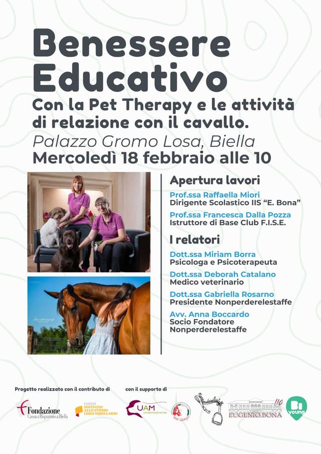 Locandina Benessere Educativo con la Pet Therapy e le attività di relazione con il cavallo. - BIyoung 2026